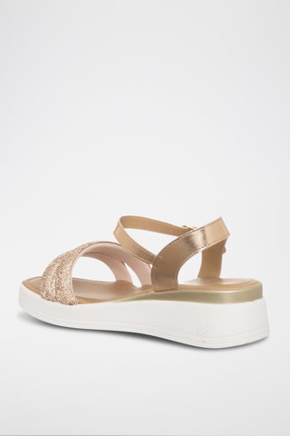 Sandalen met Sleehak Roségoudkleurig   - Roze en goudkleurig