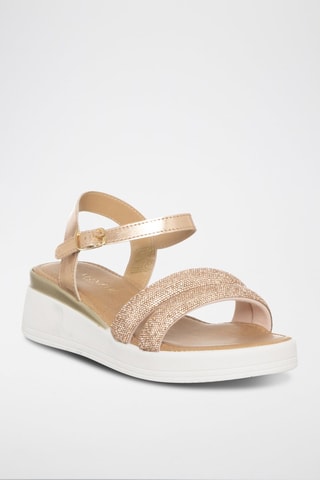 Sandalen met Sleehak Roségoudkleurig   - Roze en goudkleurig