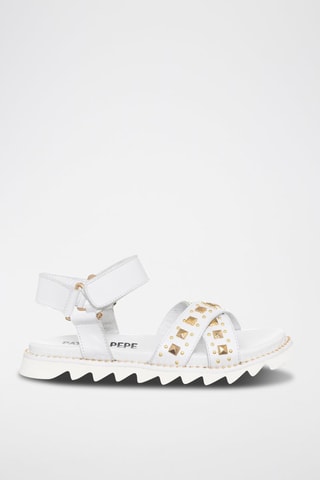 Sandales en cuir - Blanc et doré