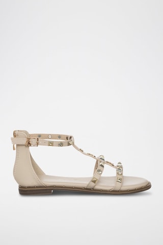 Spartiates en cuir - Blanc et doré