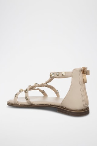 Spartiates en cuir - Blanc et doré