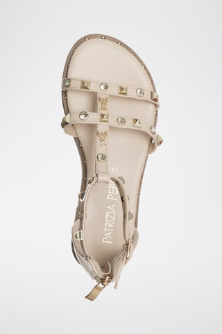 Spartiates en cuir - Blanc et doré