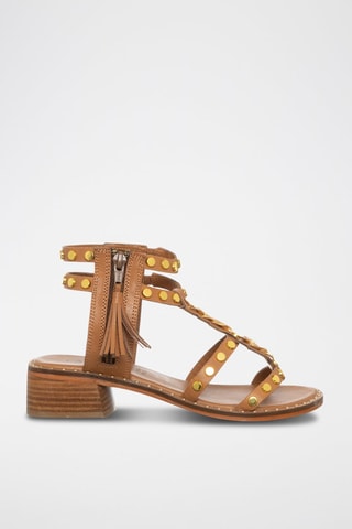 Leren Sandalen met Hak - Bruin