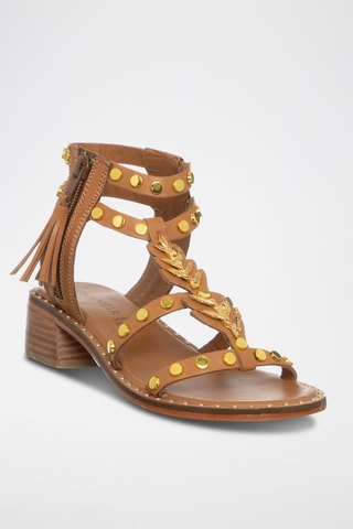 Leren Sandalen met Hak - Bruin