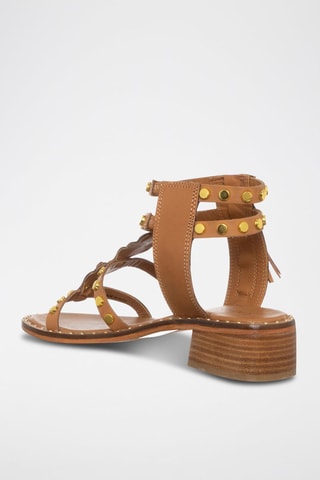 Leren Sandalen met Hak - Bruin