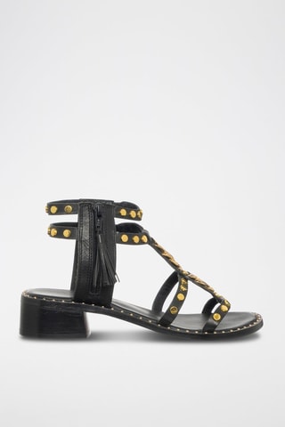 Sandales à talons en cuir - Noir