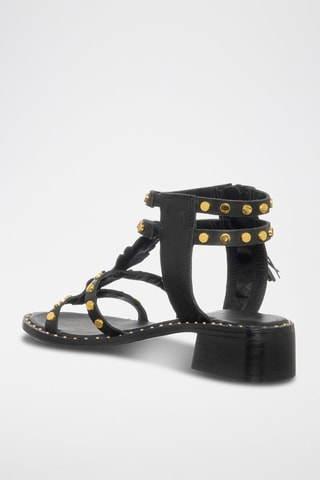 Sandales à talons en cuir - Noir