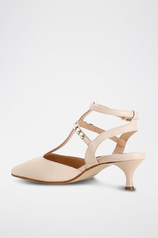 Leren Saloméschoenen met Hak - Café Noir - Goudkleurig