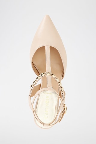 Leren Saloméschoenen met Hak - Café Noir - Goudkleurig