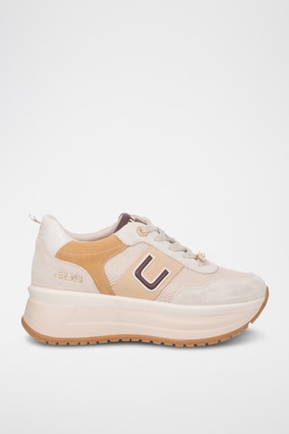 Leren Platform Sneakers - Beige