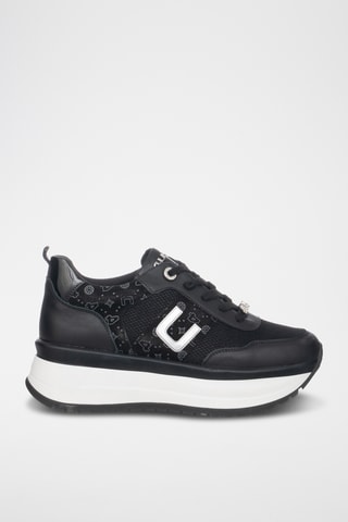 Leren Platform Sneakers - Zwart