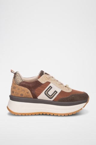 Leren Platform Sneakers - Bruin