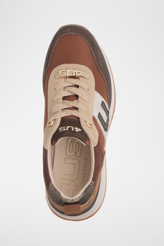Leren Platform Sneakers - Bruin