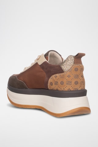 Leren Platform Sneakers - Bruin