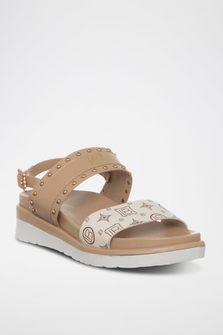 Sandales compensées - Laura Biagiotti - Blanc, marron, rose et doré