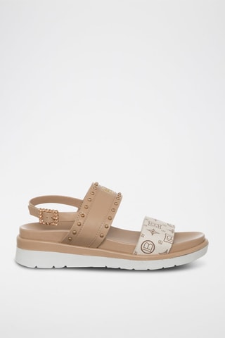 Sandales compensées - Laura Biagiotti - Blanc, marron, rose et doré