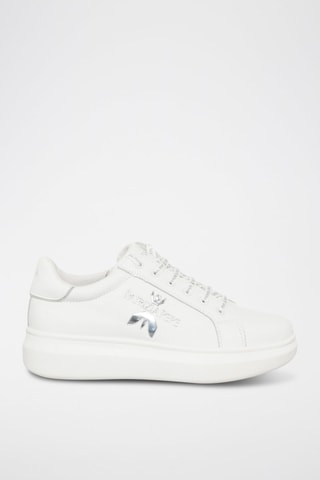 Baskets plateformes en cuir - Blanc et argenté