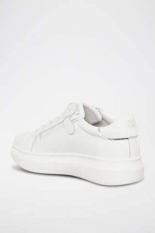 Baskets plateformes en cuir - Blanc et argenté