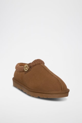 Mules fourrées en nubuck - Camel