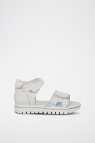 Sandales en cuir - Blanc, bleu et rose