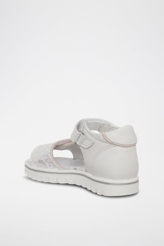 Sandales en cuir - Blanc, bleu et rose