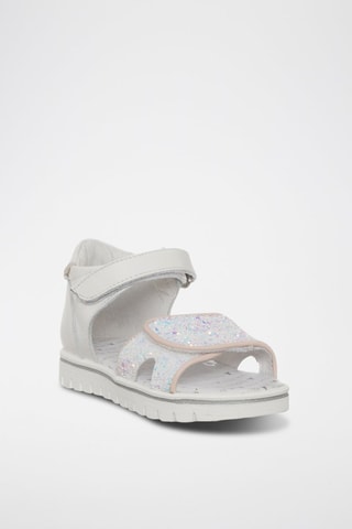 Sandales en cuir - Blanc, bleu et rose