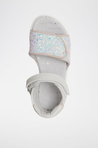 Sandales en cuir - Blanc, bleu et rose