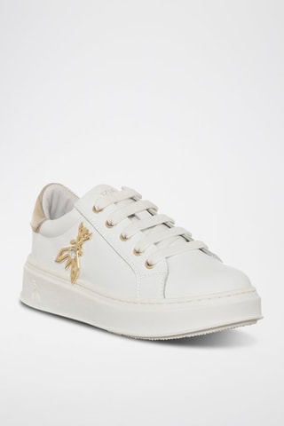Baskets plateformes en cuir - Blanc et doré