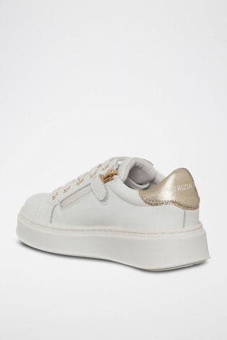 Baskets plateformes en cuir - Blanc et doré