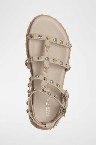 Spartiates plateformes en cuir - Blanc et doré