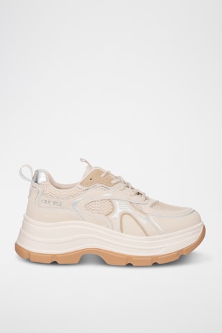 Leren Platform Sneakers - Beige