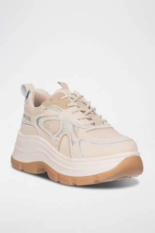 Leren Platform Sneakers - Beige