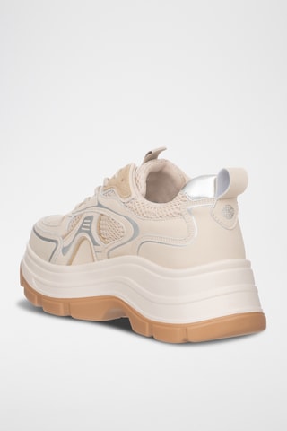 Leren Platform Sneakers - Beige