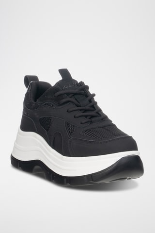 Leren Platform Sneakers - Zwart