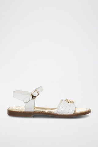 Sandales en cuir - Blanc et doré