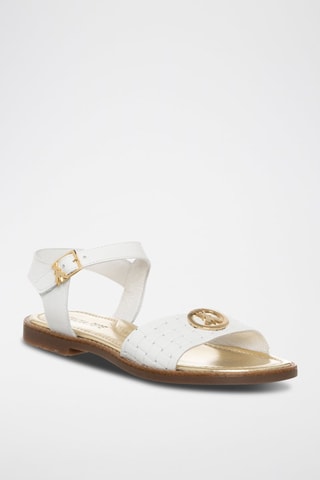 Sandales en cuir - Blanc et doré