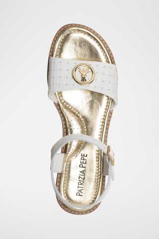 Sandales en cuir - Blanc et doré