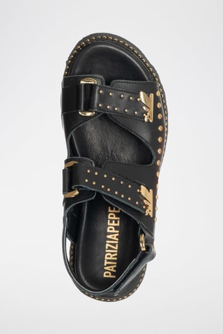 Sandales en cuir - Noir et doré