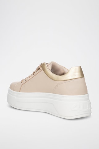 Leren Platform Sneakers - Beige