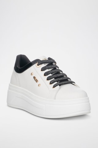 Leren Platform Sneakers - Zwart