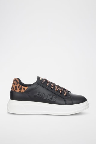 Leren Platform Sneakers - Zwart