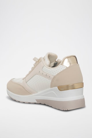 Baskets compensées - Laura Biagiotti - Blanc, beige et doré