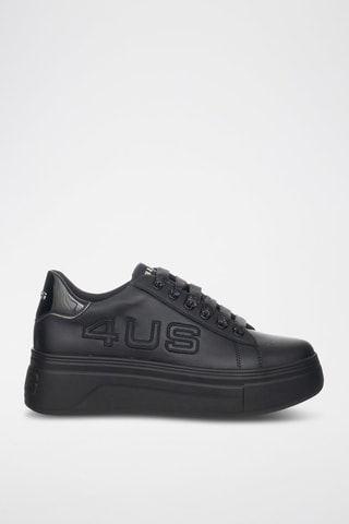 Leren Platform Sneakers - Zwart