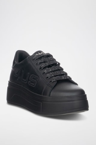 Leren Platform Sneakers - Zwart