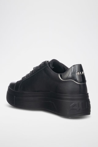 Leren Platform Sneakers - Zwart