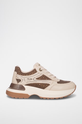 Leren Platform Sneakers - Beige