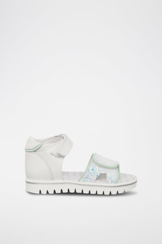 Sandales en cuir - Blanc, bleu et vert