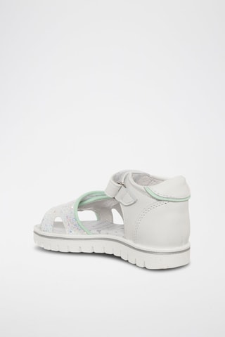 Sandales en cuir - Blanc, bleu et vert