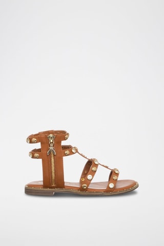 Spartiates - Blanc, marron et doré