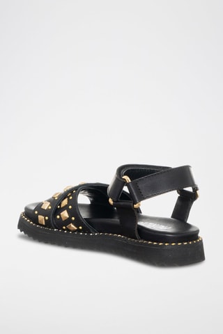 Sandales en cuir - Noir et doré